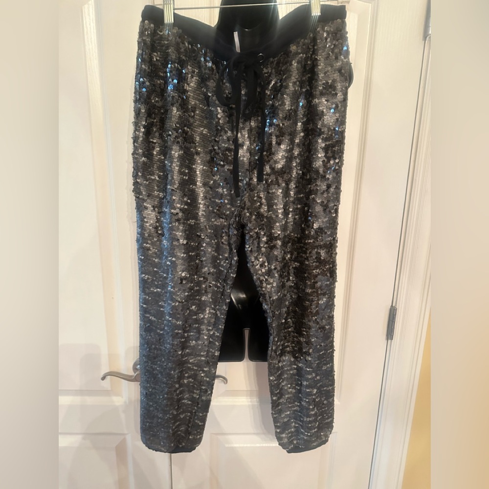 Free people gray sequin jogger pants size L